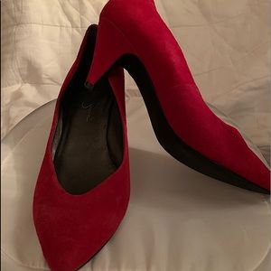 Jessica Simpson Red Suede Semi Kitten Heel Pump